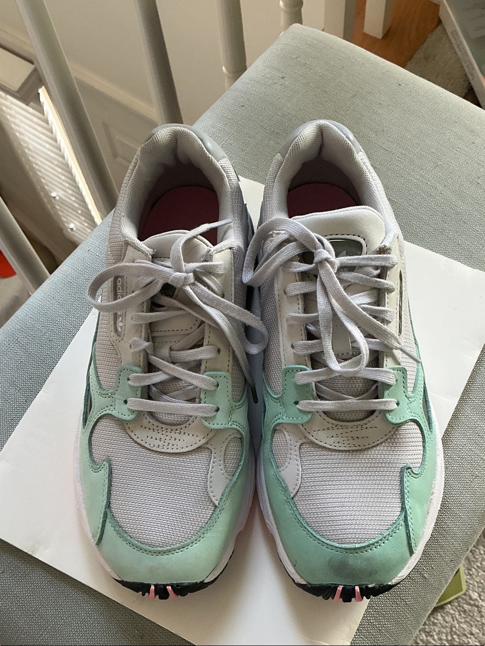 adidas Women's Mint Green and White Retro Running Sneakers